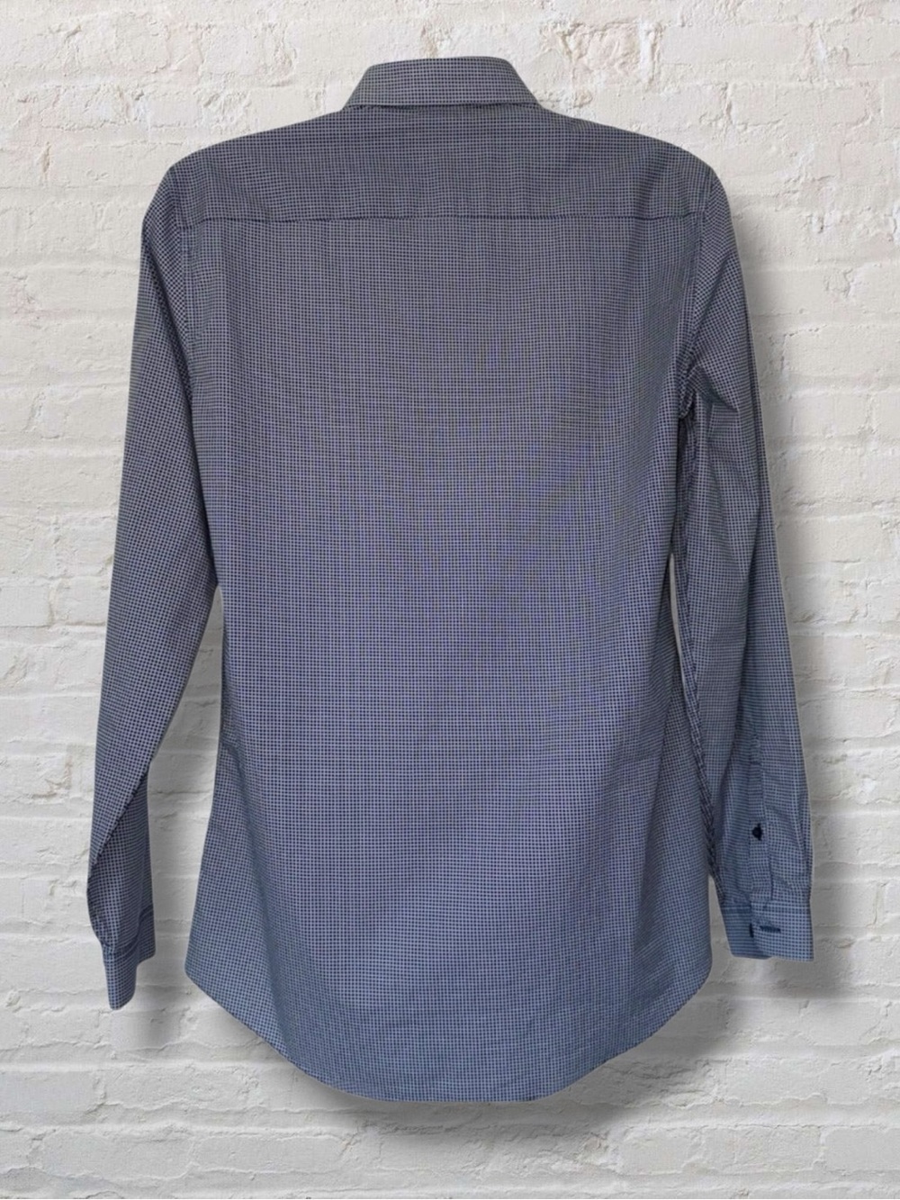 Topman Men’s Slim Fit Button-Up Shirt | Dark Navy Micro-Dot | Size Large - Picture 8 of 10